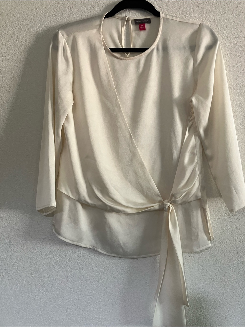 Vince Camuto Ivory Wrap-Front Tie Blouse Ivory